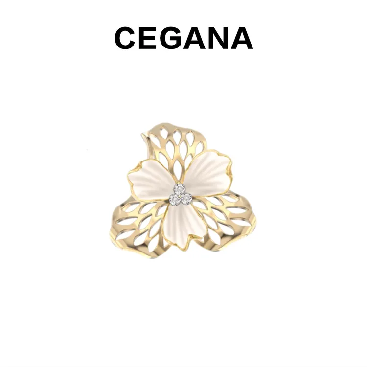 铜合金仿珍珠耳饰 CEGANA【鸢尾之光】花朵耳环百搭原创设计