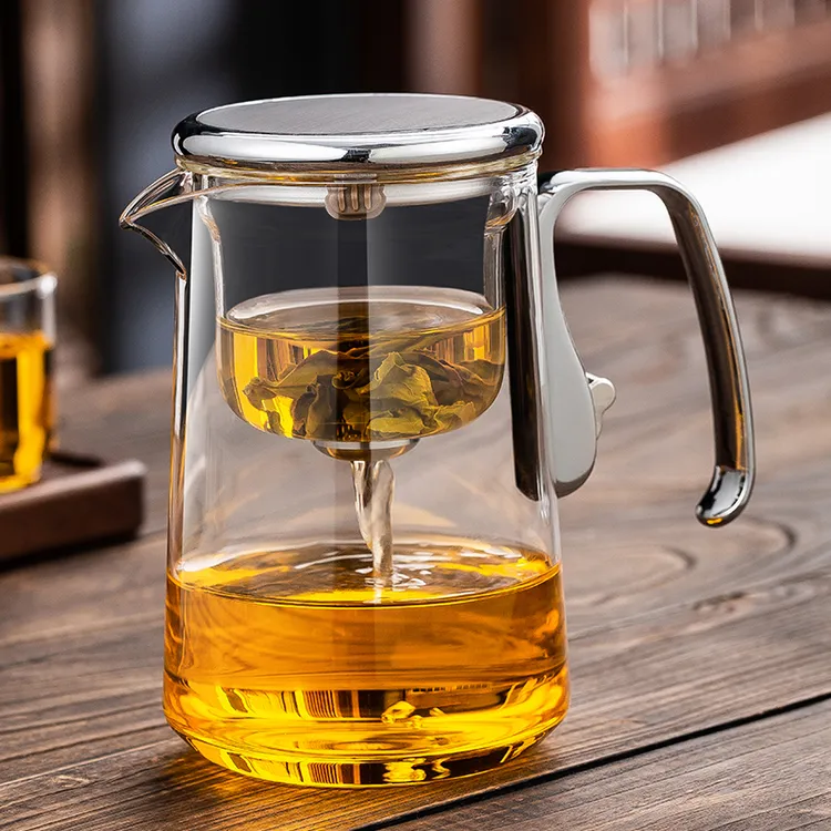 新款磁吸茶水分离飘逸杯锌合金全玻璃内胆泡茶壶耐高温飘逸壶茶具