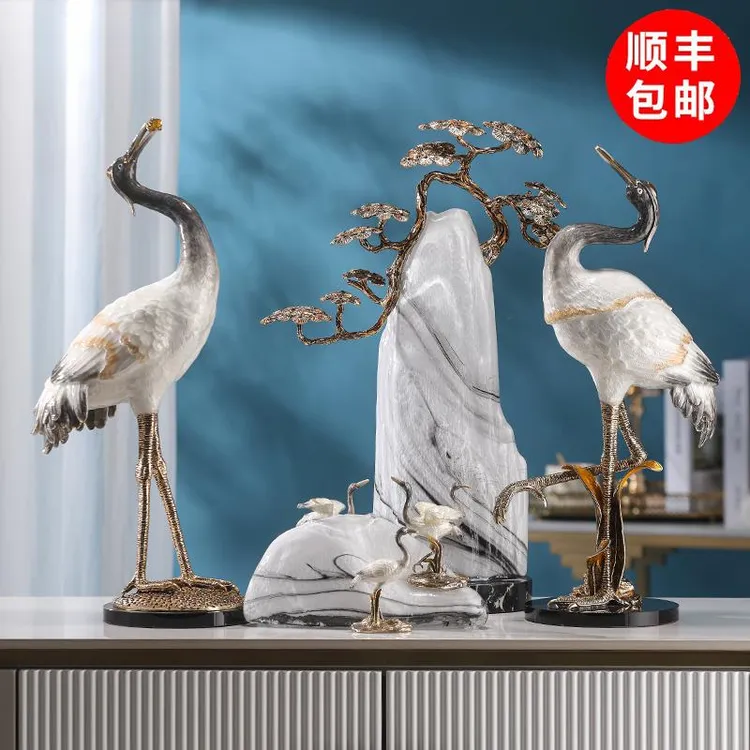 松鹤延年摆件新中式仙鹤珐琅彩高端礼物生日贺寿祝寿乔迁新居装饰