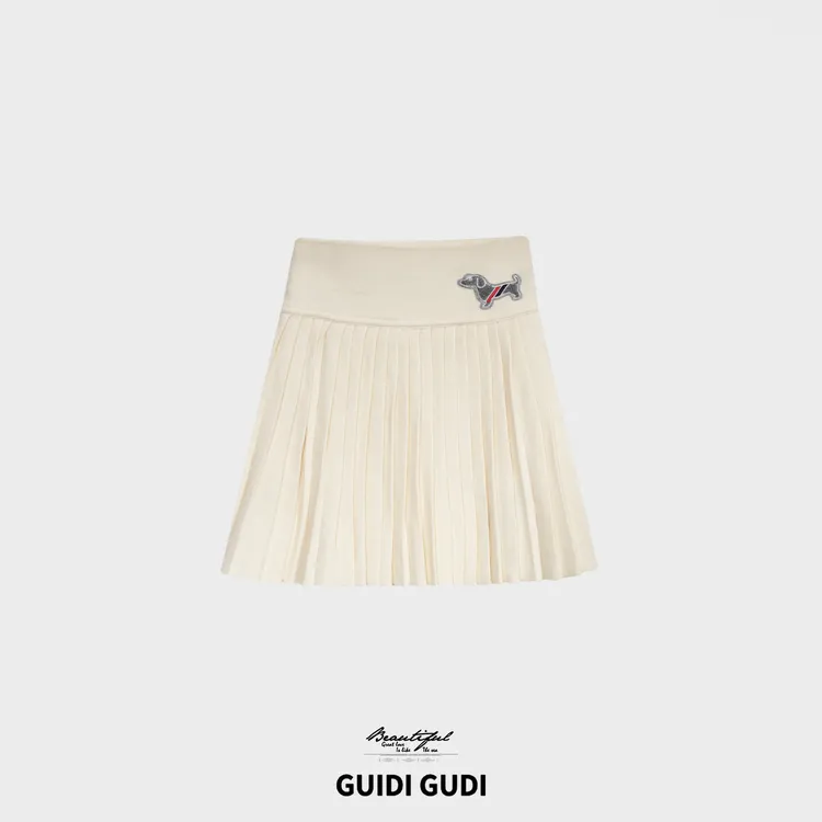 GUIDI GUDI【小狗裙】校园风休闲蛋糕半裙/黄加蓝  