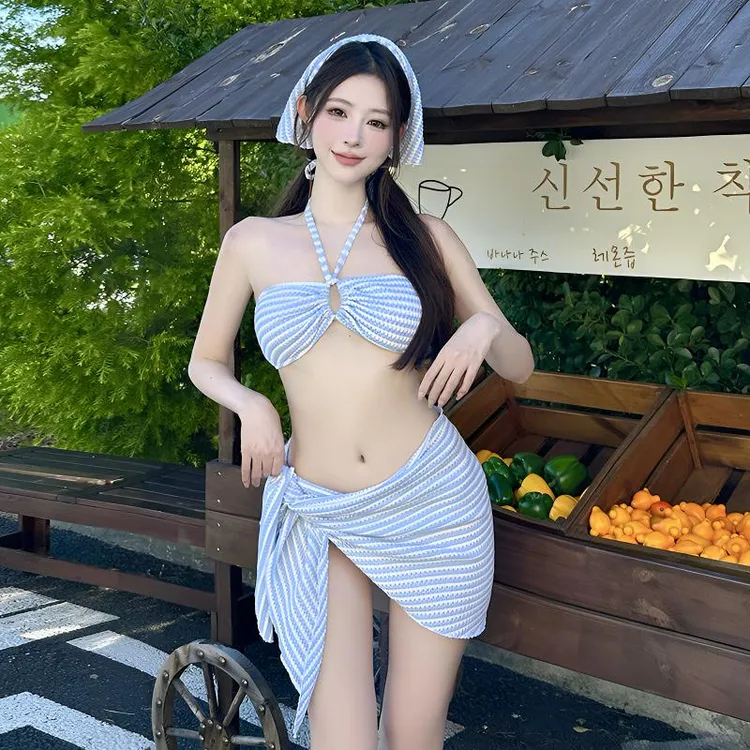 泳衣女2025新款比基尼纯欲风四件套甜美显瘦遮肚保守度假泡温泉
