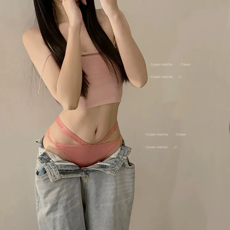 火辣极简*欧美系性感交叉细带纯棉运动舒适塑臀显腰酷辣风内裤女