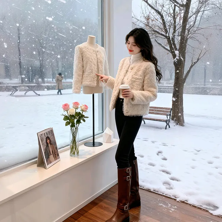 超好看时尚小香风外套女2025秋冬新款显瘦气质小个子加厚夹棉上衣