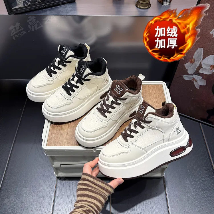 【云中漫步】加绒高帮女鞋2025年冬季新款百搭增高保暖棉鞋Q01-M