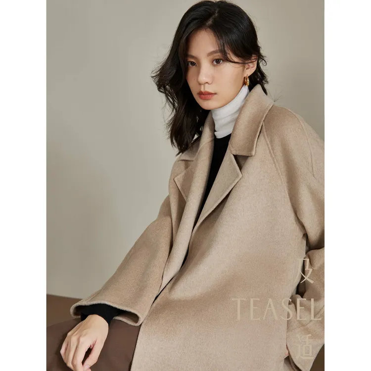 【婷婷专属】TEASEL   14.5微米ROW风无扣100纯山羊绒大衣13F114