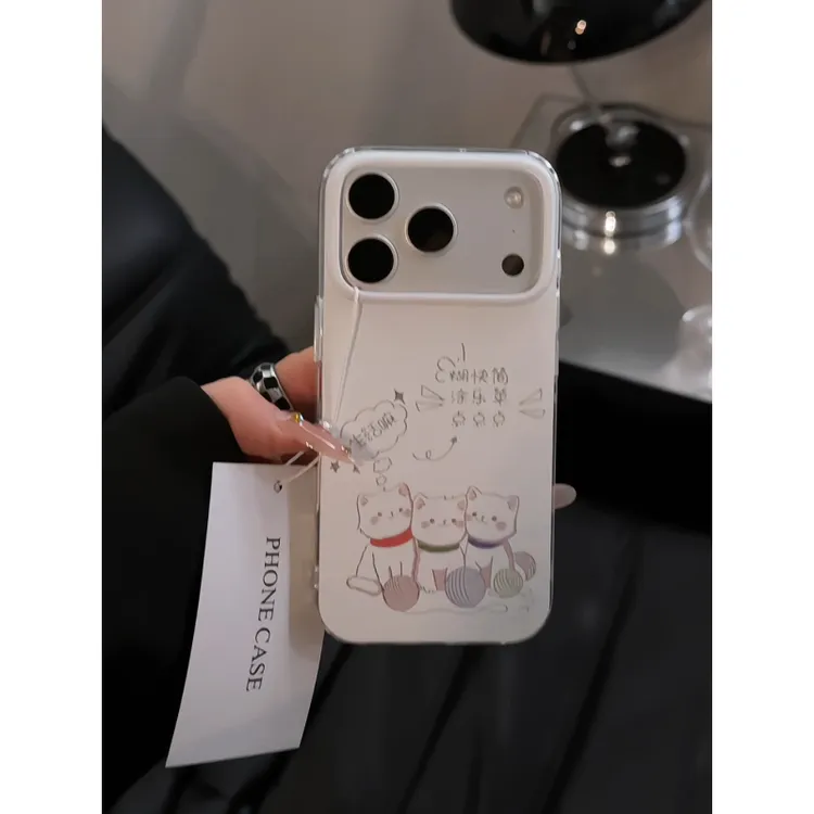 三只毛线小猫适用苹果17pro手机壳16华为羽纱imd小米小众荣耀oppo