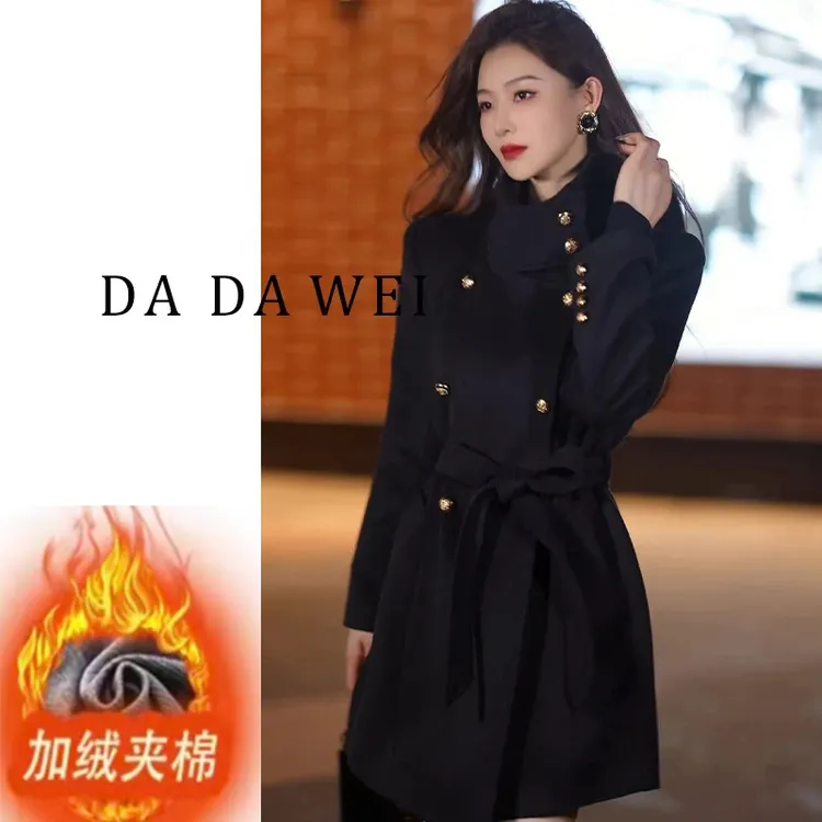 毛呢大衣女2025秋冬新款韩版时尚高档夹棉收腰外套