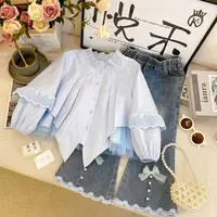 T3【悦禾】秋款上新拼接甜美设计感长袖女童洋气时尚韩版套装7710