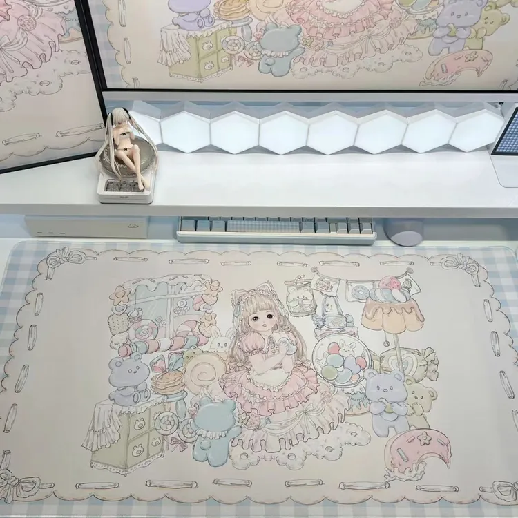 小雾凇Designs超大可爱插画鼠标垫加厚电竞鼠标垫少女桌面