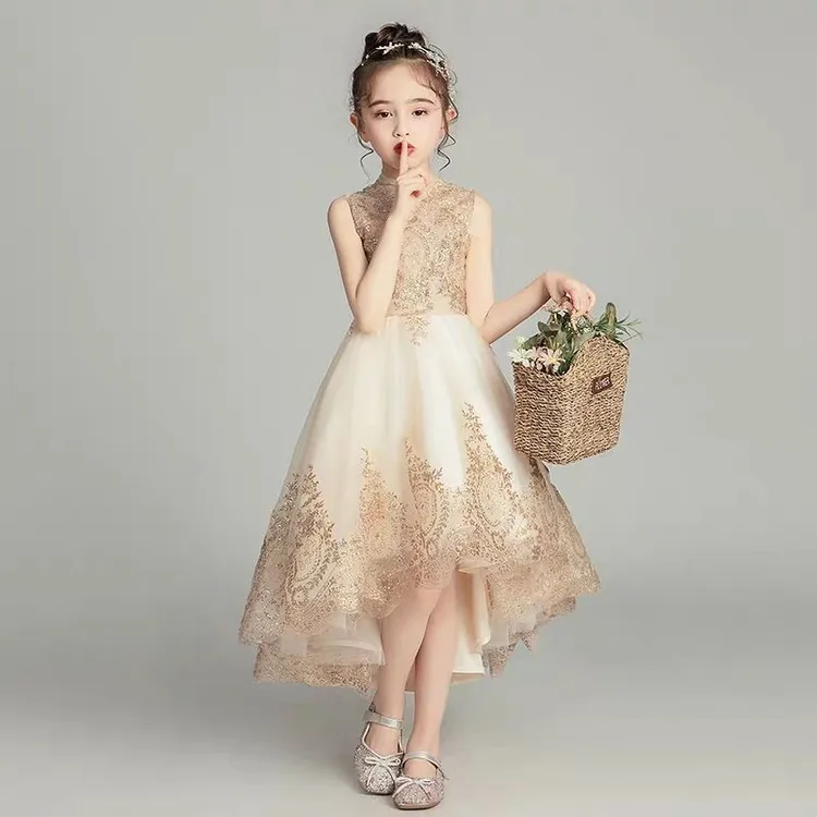 儿童礼服公主裙女童蓬蓬纱花童婚纱裙小女孩走秀主持人钢琴演出服