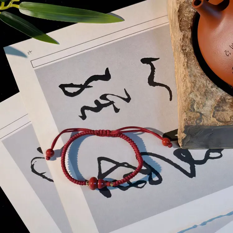 含辰砂工艺品手工编织朱砂紫金砂葫芦手绳男女情侣款本命年转运