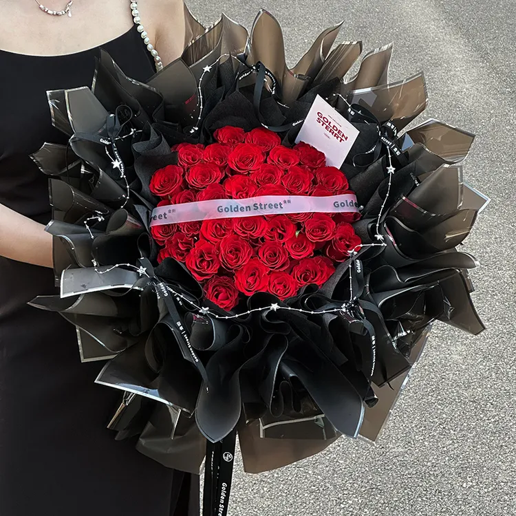 高级感金边半透明银离子雾面纸防水果冻膜花束包装纸包花材料opp