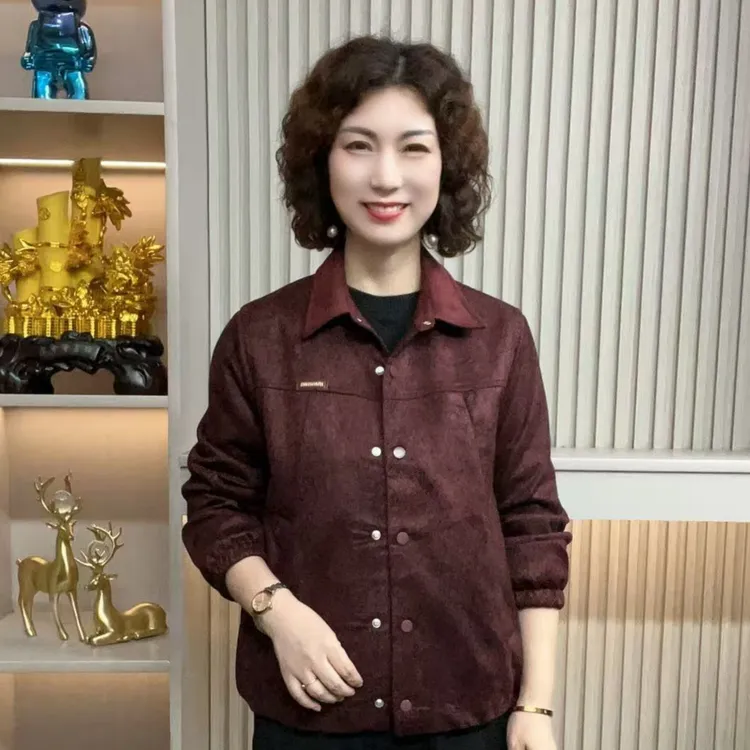 妈妈装流行时尚潮牌女装宽松春秋装外套休闲百搭长袖大码老年潮牌