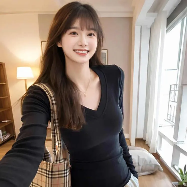 秋冬季德绒加厚保暖正肩V领长袖T恤女内搭显瘦辣妹修身打底衫热卖