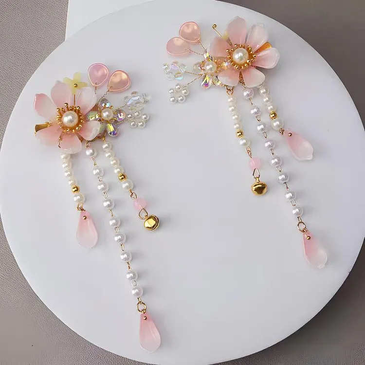 【钰格格】汉尘饰品厂古风汉服头饰中国风儿童对夹女童流苏边夹步摇