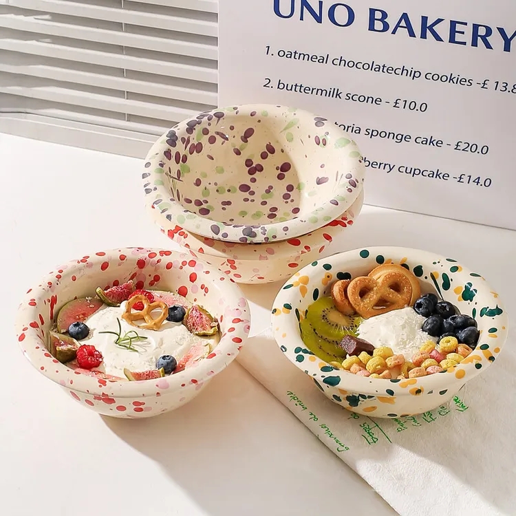 川岛屋泼墨酸奶碗餐具brunch轻食碗燕麦片甜品碗高颜值水果沙拉碗