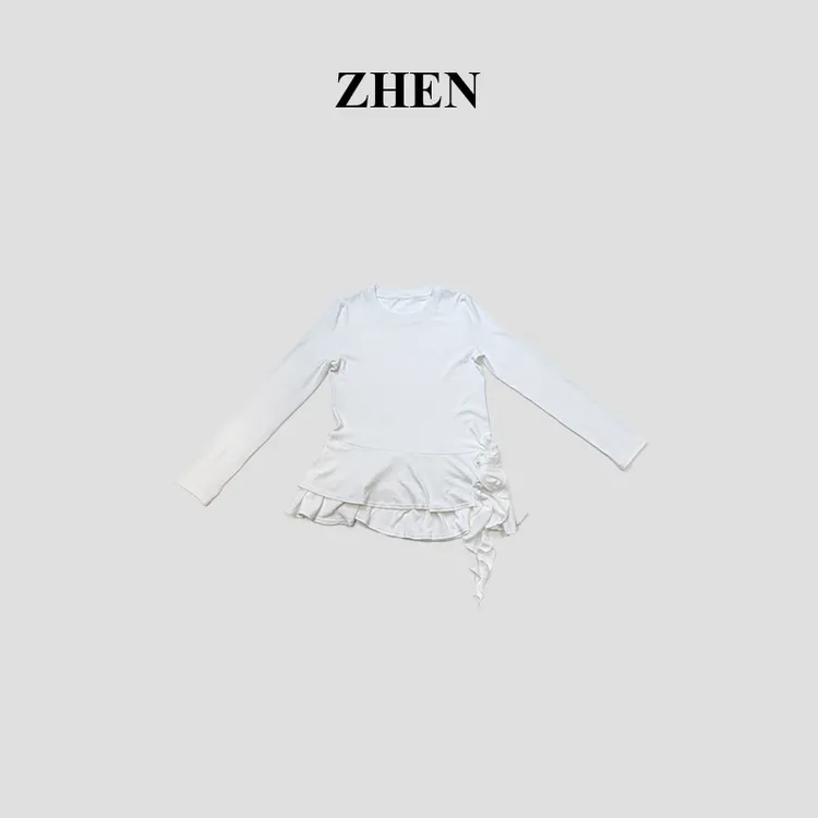 【ZHEN】25K02305 2025新款修身显瘦气质小众设计师款T恤打底