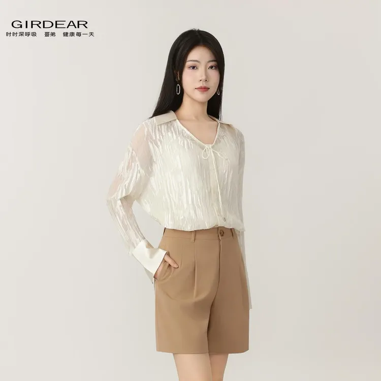 GIRDEAR/哥弟【光影阑珊】新中式时尚优雅通勤衬衫（附内搭）130061