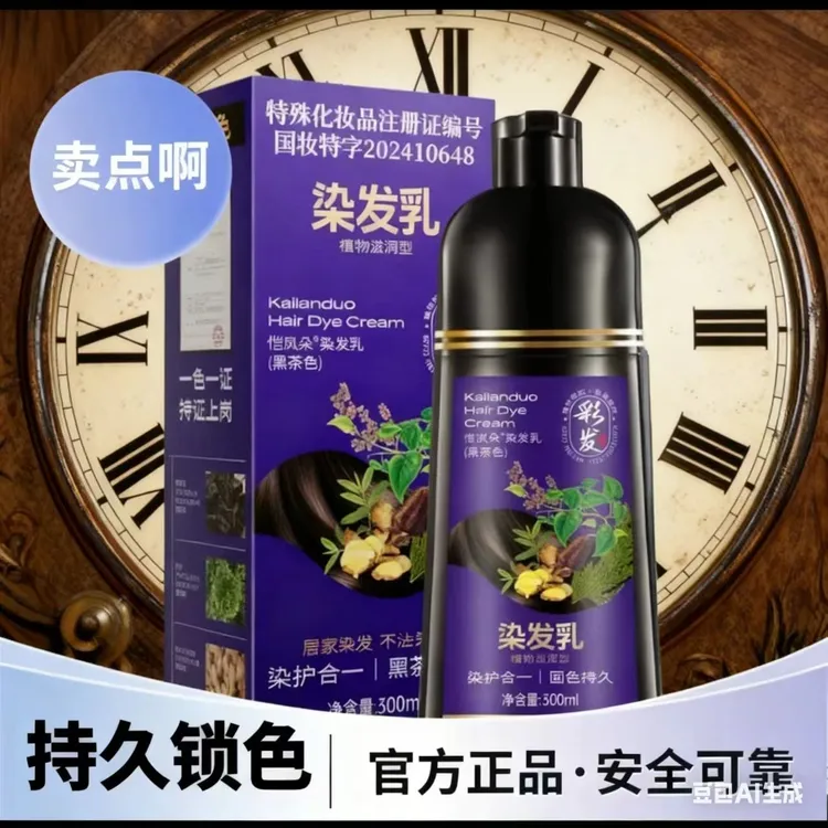 遮白盖黄正品植物精华染发膏盖白发持久方便盖白发固色家用热销