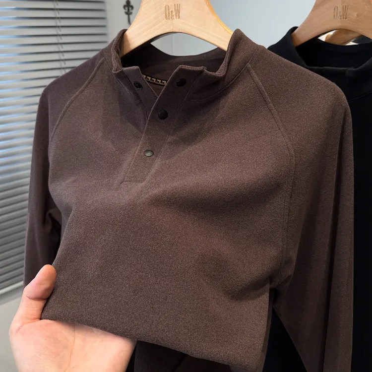 三秒即暖 卫衣秋冬男款长袖半高领轻奢痞帅男装磨毛德绒打底衫t恤