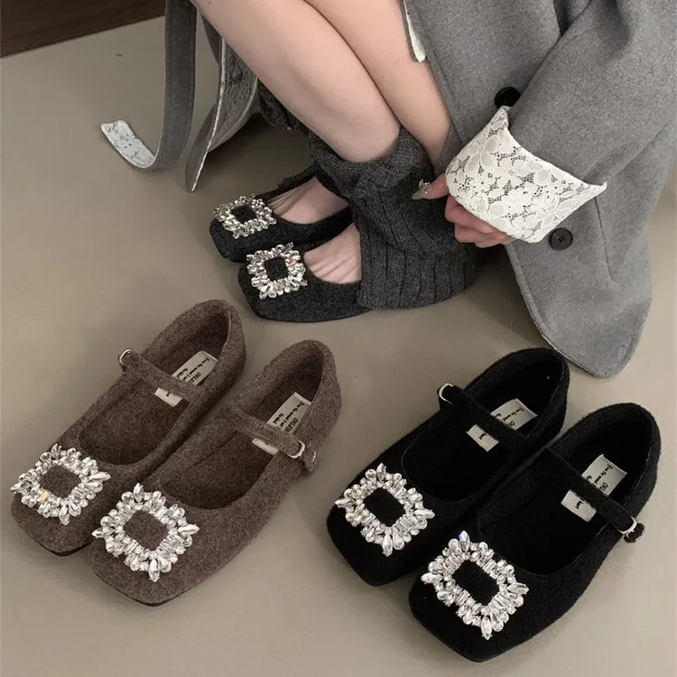 法式复古玛丽珍鞋女秋冬款一字带平底方头单鞋芭蕾舞鞋配裙子女鞋