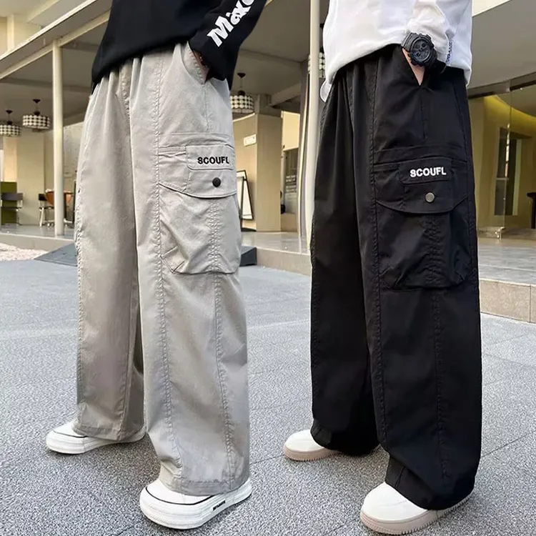 男童工装裤子春秋季2025儿童直筒长裤新款中大童男孩春秋款休闲裤