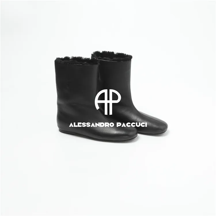 AP洛哥54154XH【踩奶靴】羊皮+绵羊毛皮内里短靴时尚高帮鞋/女装