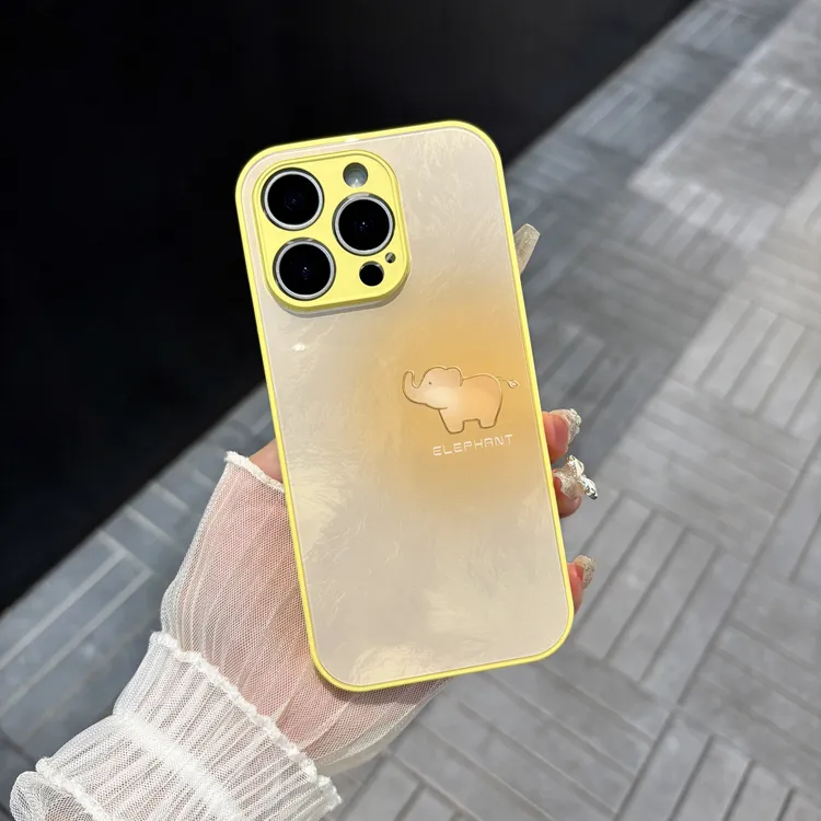 苹果/华为/oppo/vivo/小米 简约小象适用iPhone17/16玻璃手机壳