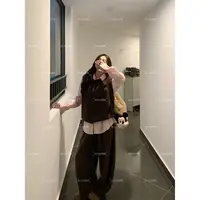 韩系复古美拉德慵懒学院风两件套装女秋冬季长袖衬衫叠穿针织马甲