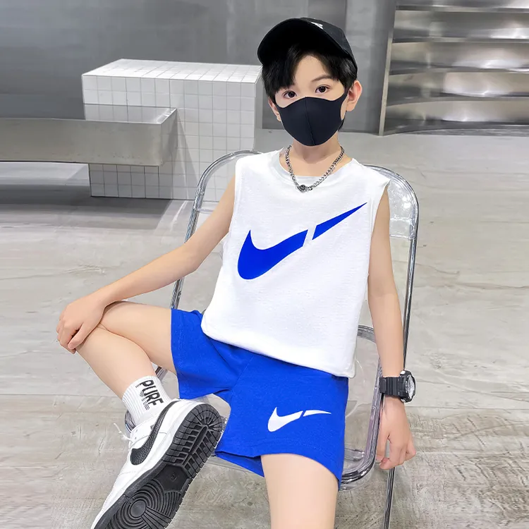 男童背心套装2024新款休闲男孩网红炸街夏装衣服儿童无袖T恤夏款