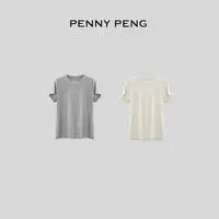 PENNYPENG基础灵魂春游出行设计师小众独特舒适百搭显瘦磨毛短袖T
