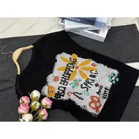 【黑色小花套头】新款时尚休闲短袖针织衫QC3397