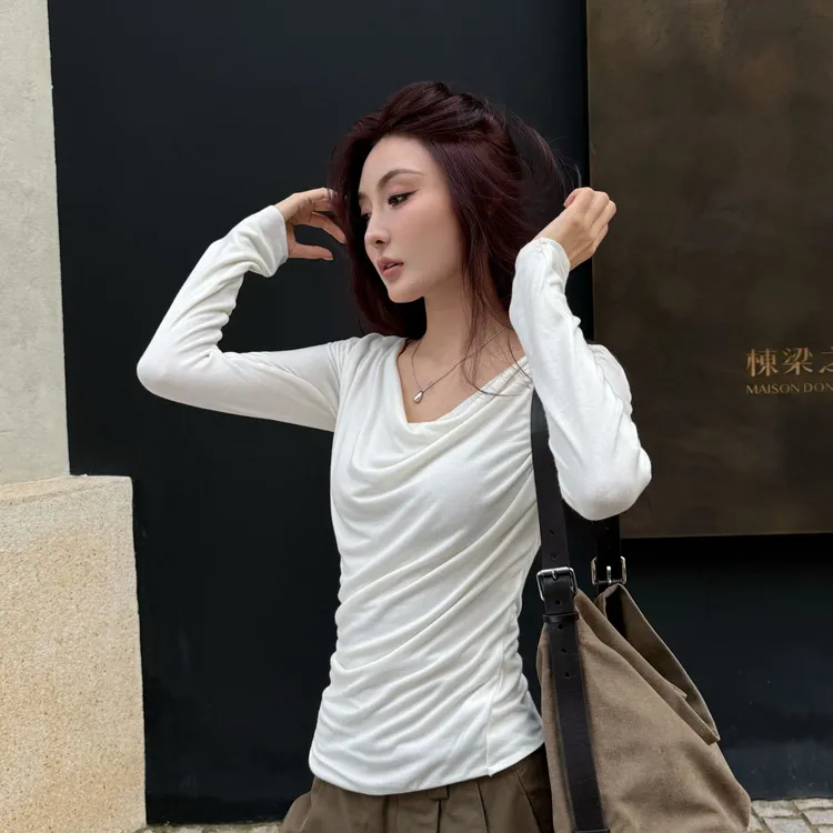 Moprobably李予诺「曲质」"莱赛尔+绵羊毛"辣妹气质长袖T恤L5147039