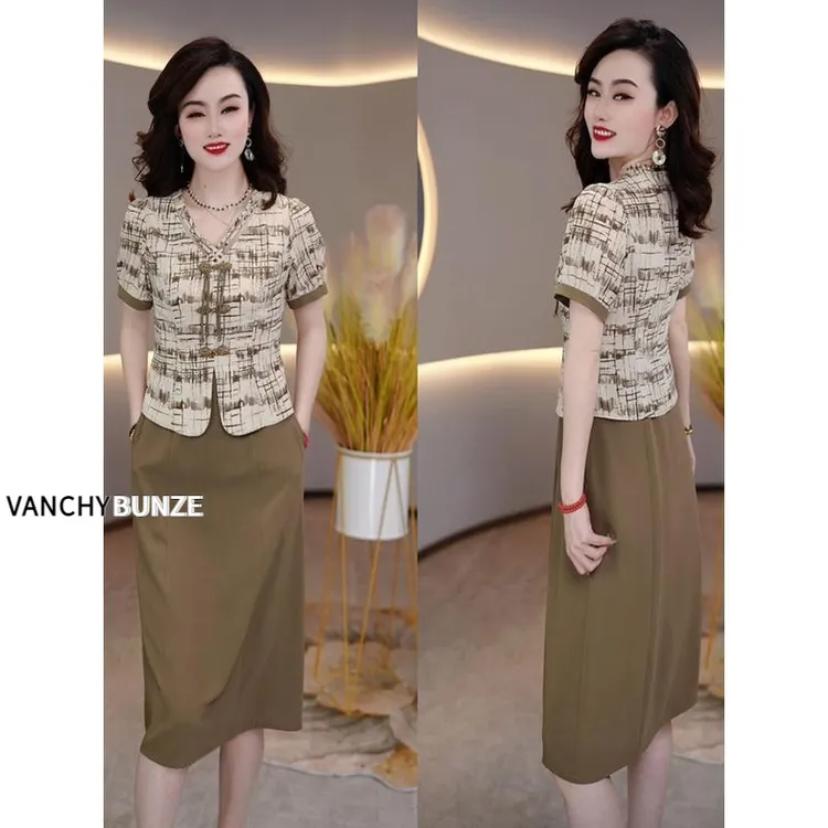 BUNZE 中式国风假两件连衣裙2025夏季新款拼接时尚减龄洋气质显瘦