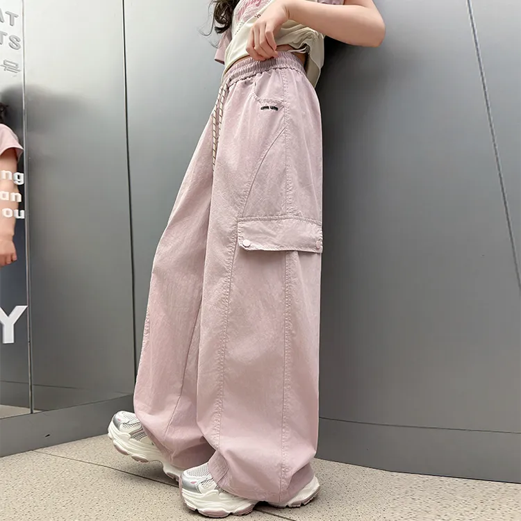 女童工装阔腿裤宽松薄款6-12岁儿童夏季休闲裤百搭韩版夏装中大童