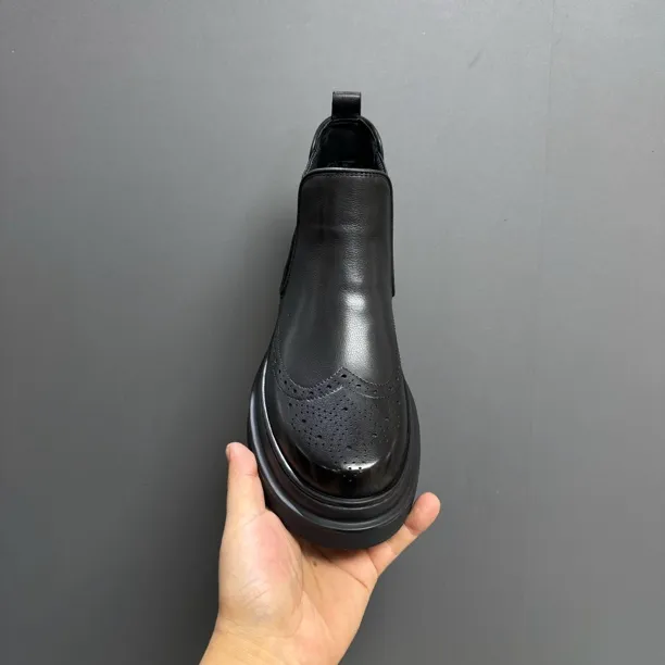 单棉同款88085高端品质男鞋商务休闲布洛克加绒高邦男士时尚百搭