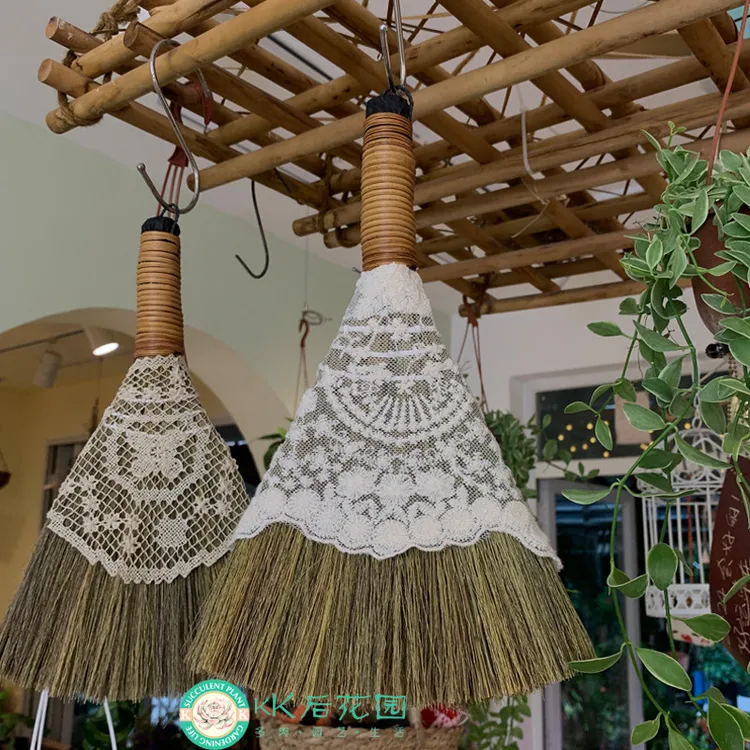 迷你微型桌面清洁草编扫帚扫把簸箕园艺杂货花园摆件清洁桌面除尘