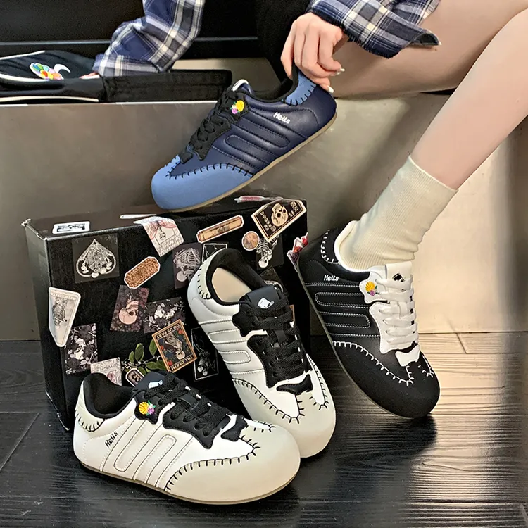 手缝线德训鞋女2025年春季新款限定复古阿甘鞋平底运动休闲鞋板鞋