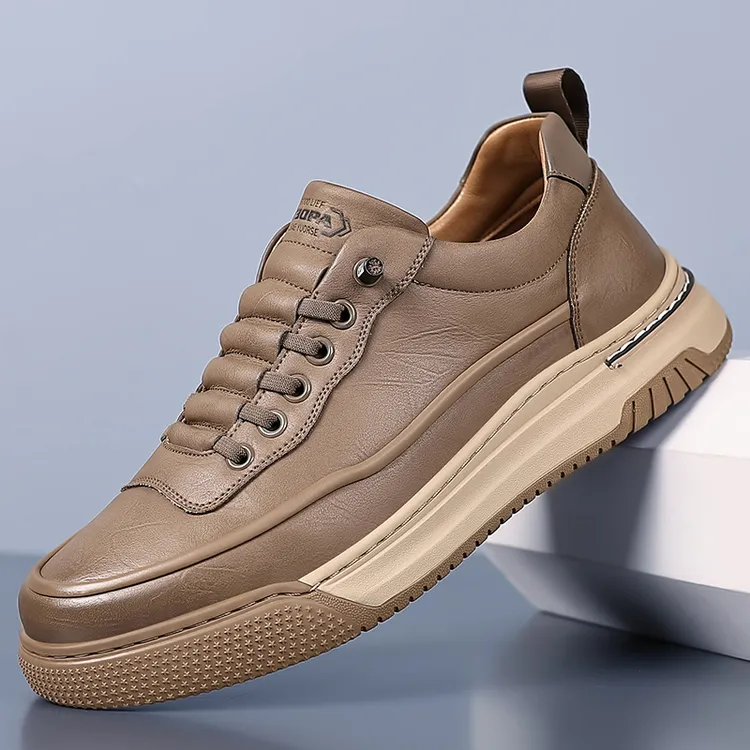 男鞋2025秋冬款减震休闲鞋皮面防水防滑鞋秋季潮鞋男士时尚百搭