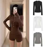 超绝版型·满级显瘦长袖上衣打底百搭高知感排扣修身亨利衫