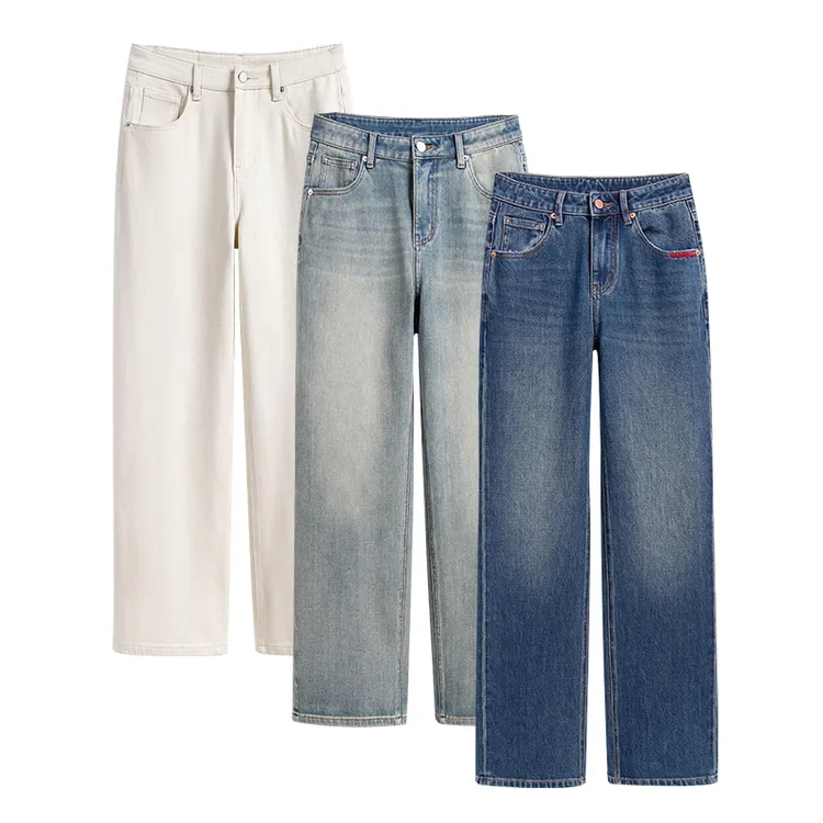 秋季小个子九分高腰窄版直筒牛仔裤女苹果型梨形身材539