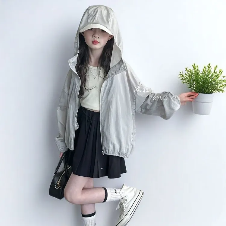 女大童夏款夏季防晒衣薄款外套新款皮肤女童透气连帽洋气紫外线