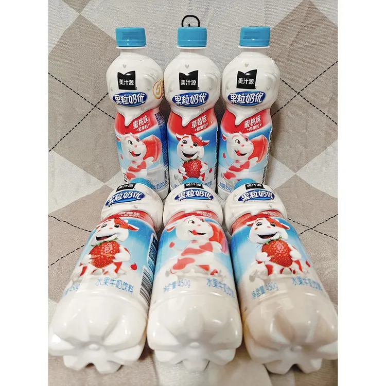 美汁源果粒奶优蜜桃味草莓味450g瓶装乳饮料水果牛奶饮料混合口味