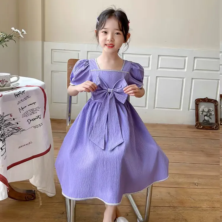 女童裙子中大童舞台表演蝴蝶结公主裙时尚可爱风儿童小女孩宝宝