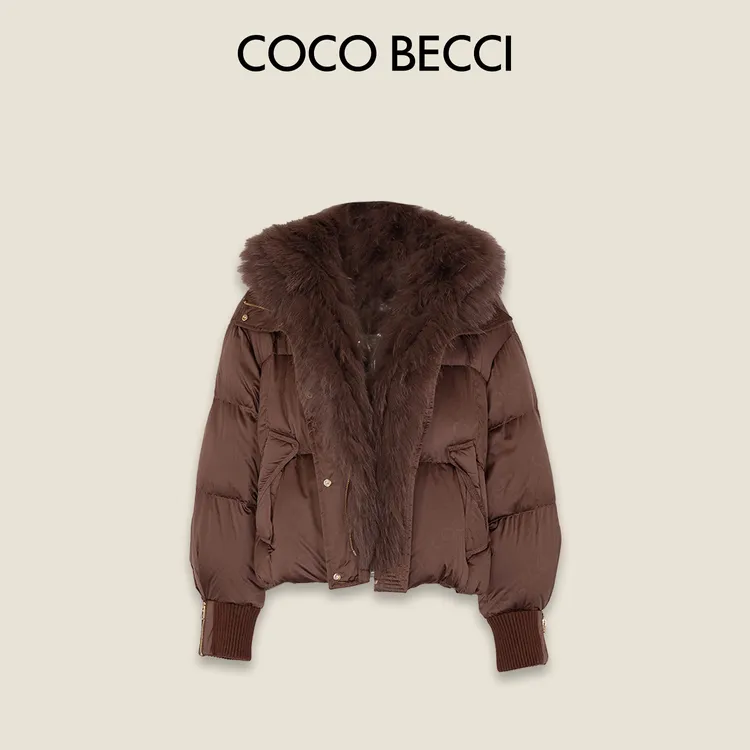 COCO BECCI【雪绒绒2.0】90鸭狐狸毛保暖短款羽绒外套CFJJD101069