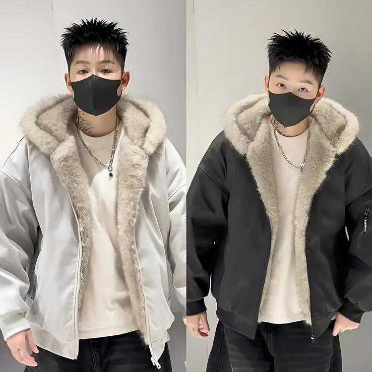 冬季新款男士大帽子毛领夹克棉服潮款连帽休闲加棉外套2573