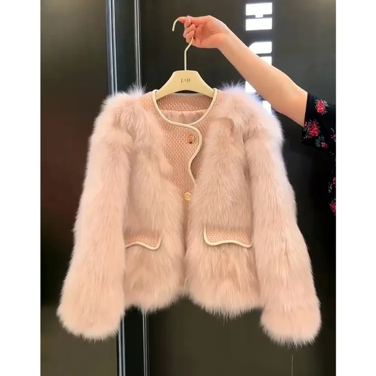 小香风名媛气质毛毛外套秋冬季新款设计感网红毛毛上衣女30263#