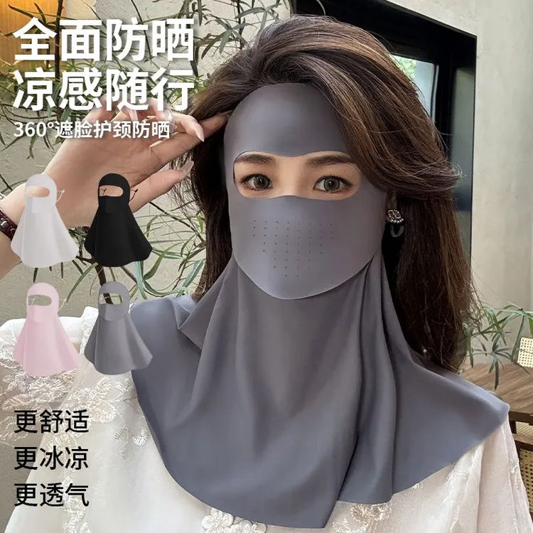 夏季可喝水款全脸护颈防晒面罩遮阳防紫外线骑行防风脸基尼透气