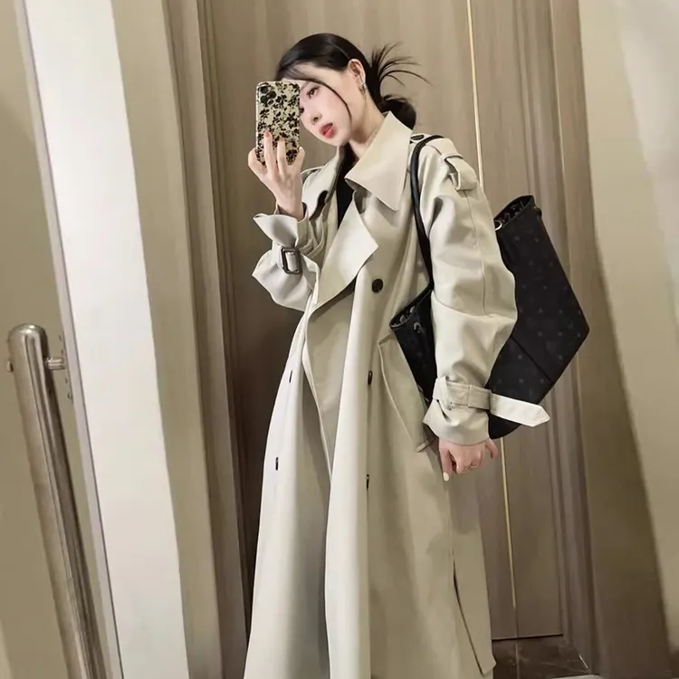 2025春秋中长款高贵网红质感风衣女赫本风小个子慵懒西装外套潮