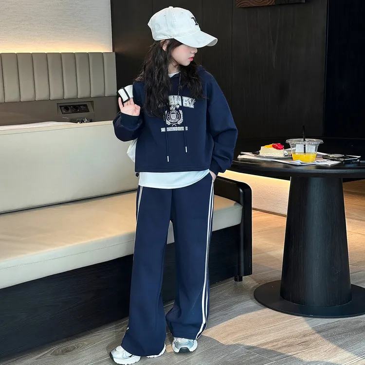 潮酷女童卫衣套装秋季韩版6-12岁潮款儿童运动两件套洋气春秋大童